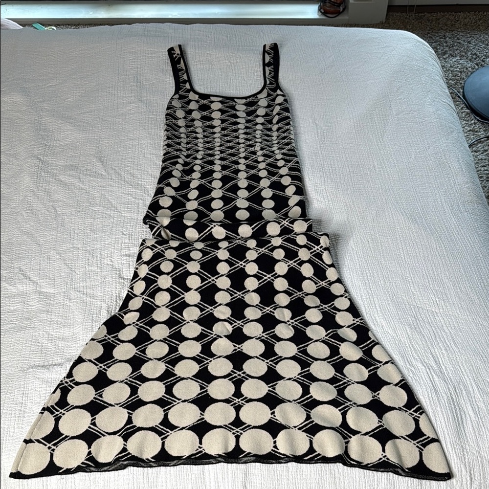 AKIRA Black and Cream Geometric Maxi Dress